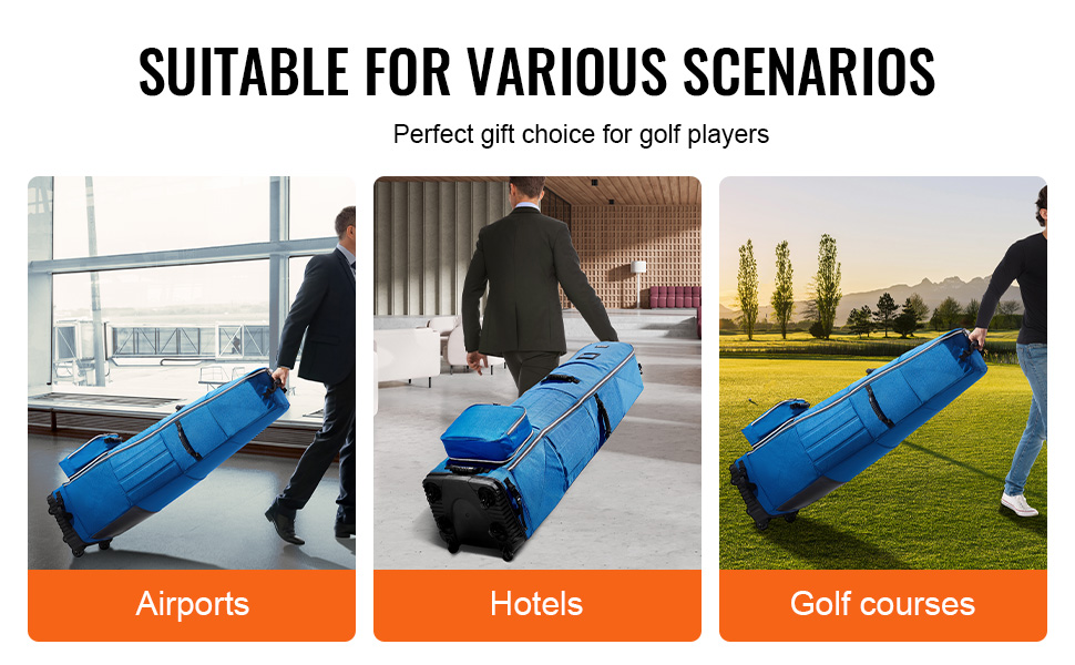 Pehmustettu golf-matkalaukku matkakäyttöön
