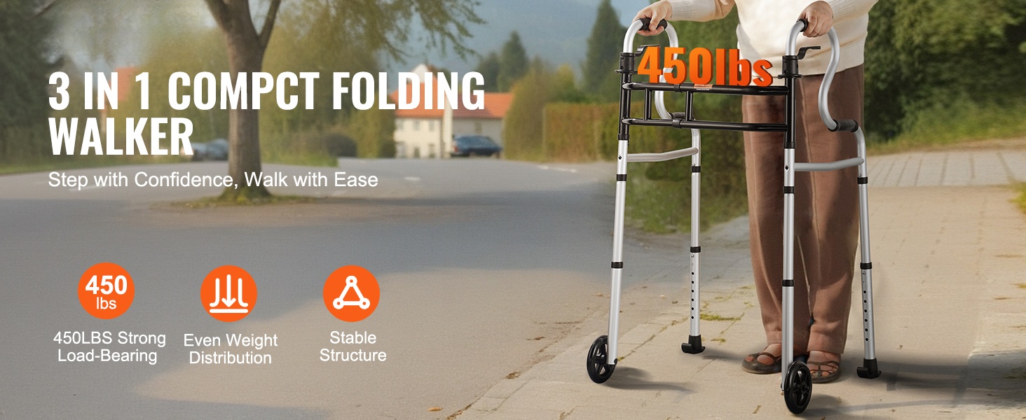 Taitettava rollaattori edestä