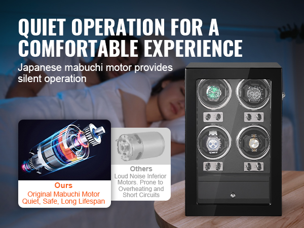 Hiljainen kellonvetäjän moottori