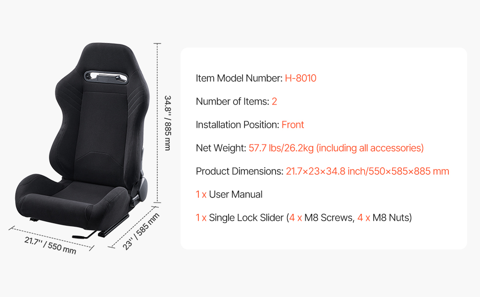 Racing-istuimien mitat