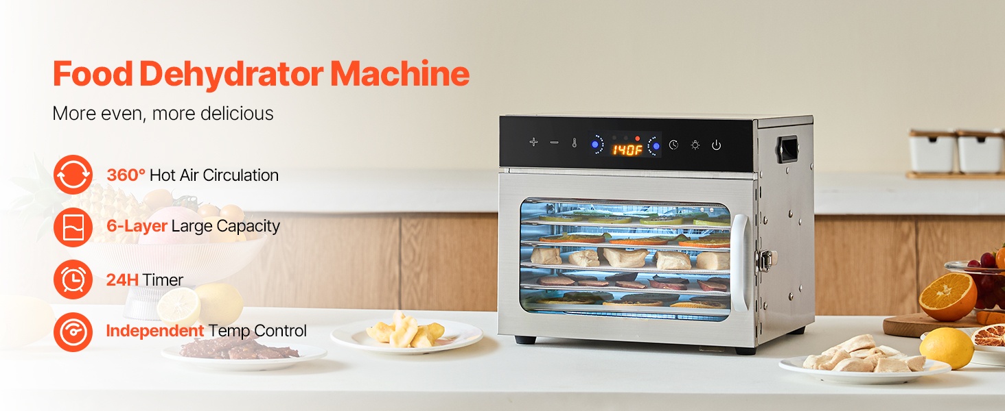 Elintarvikekuivain, 6 tasoa