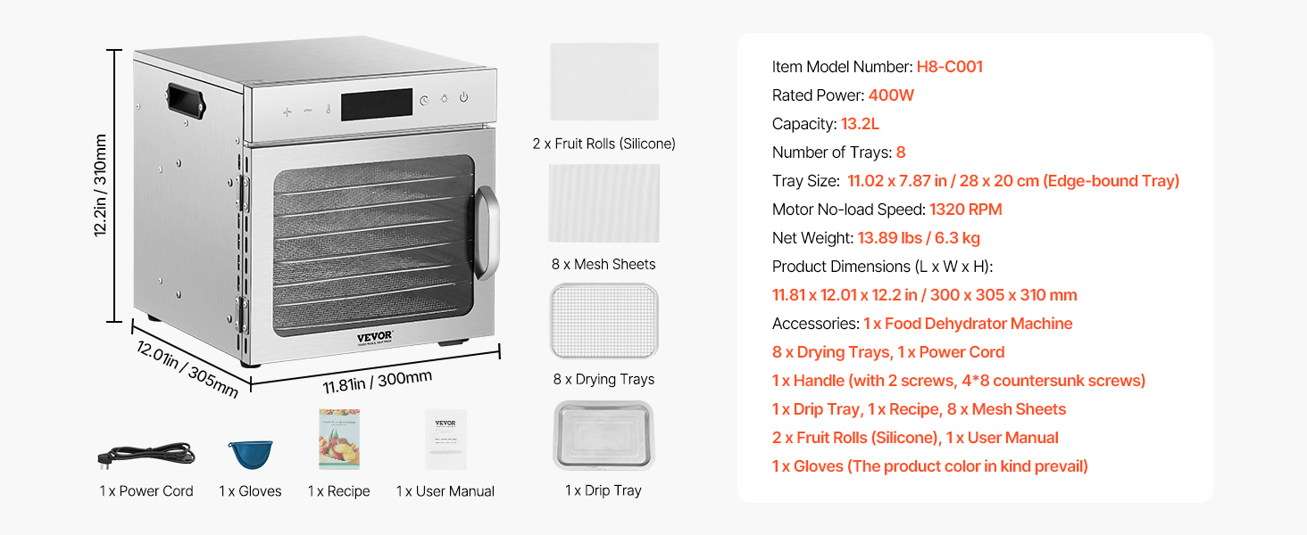 Elintarvikekuivurin lisätarvikkeet