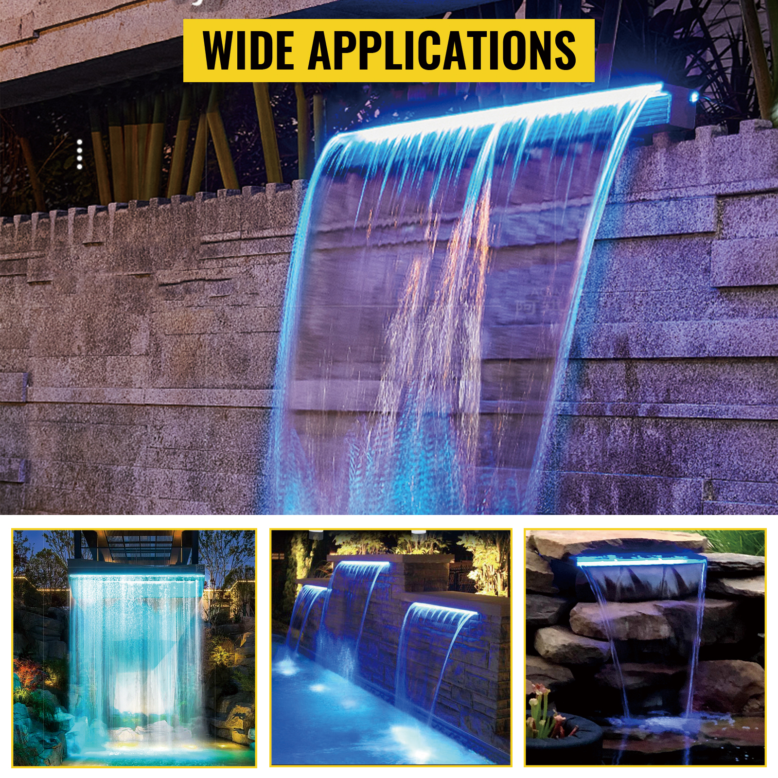 Vesiputousallas puutarhaan ja altaaseen