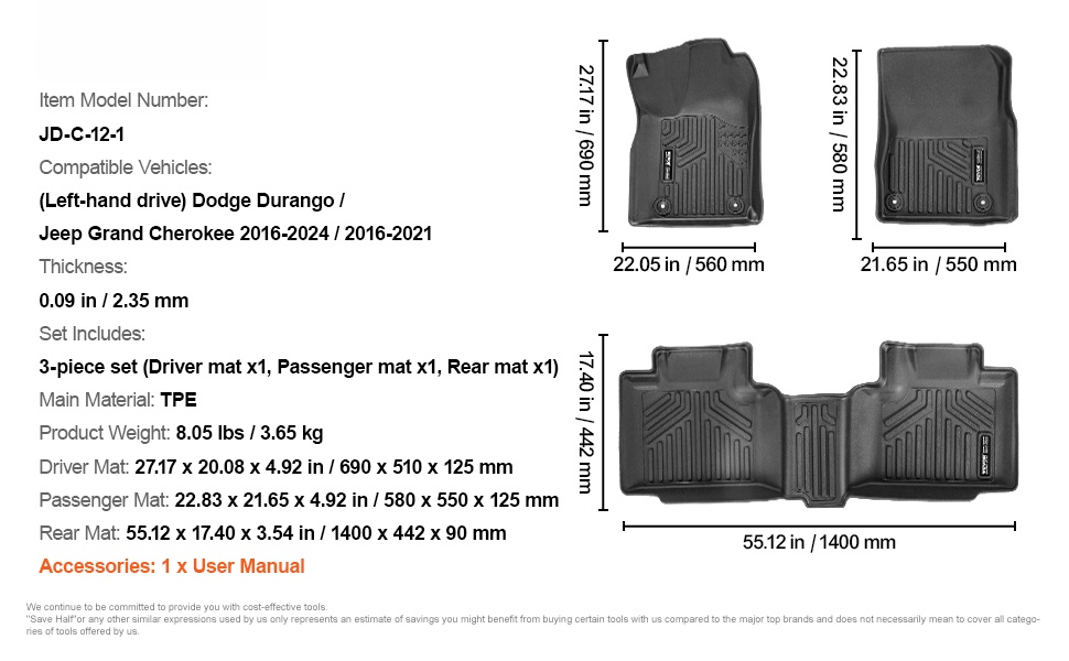 Täydellinen setti etu- ja takariviin