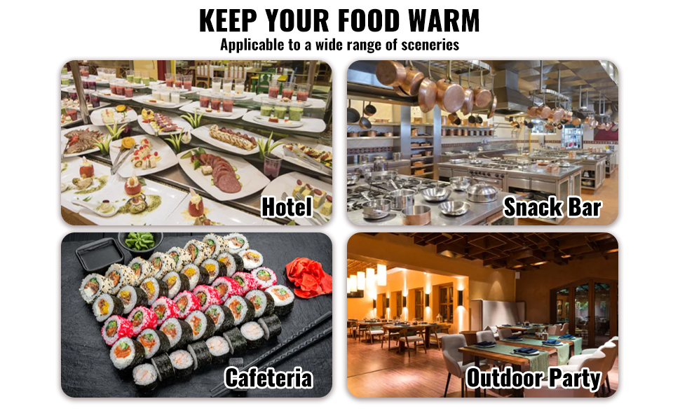 Ruoanlämmitin käytössä buffetissa