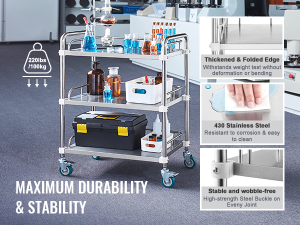 Laboratoriokärry, kantavuus 100 kg