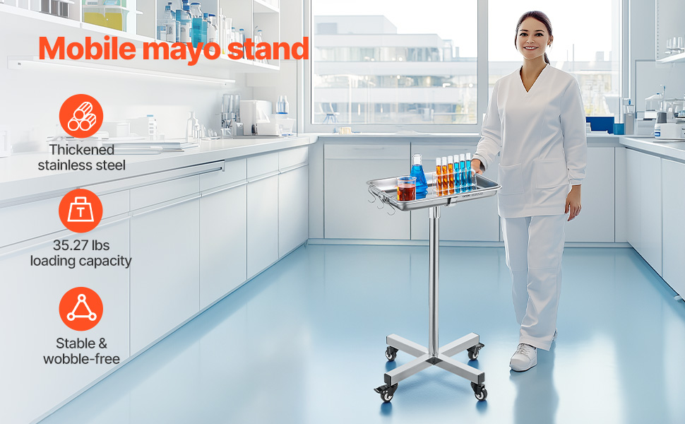 Ruostumaton Mayo-teline laboratoriokäyttöön