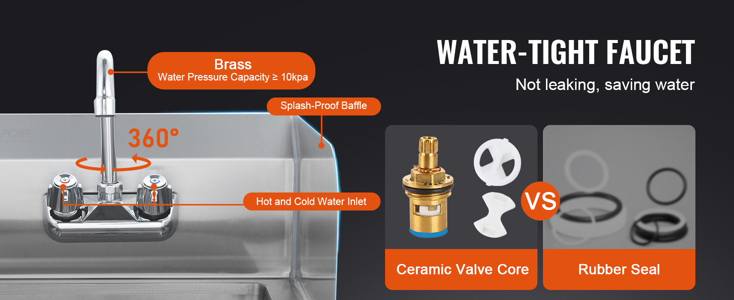 Keraaminen venttiilin ydin ja 360° kääntyvä hana