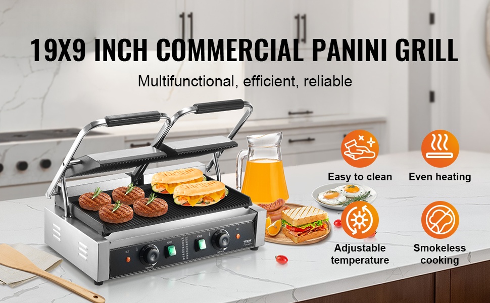Kaupallinen panini- ja sandwich-grilli työpöydällä