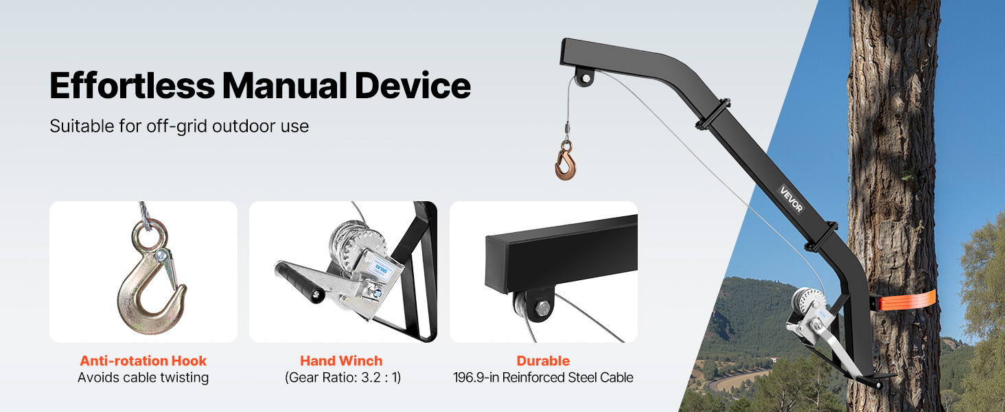 Käsikäyttöinen vinssi riistan nostamiseen