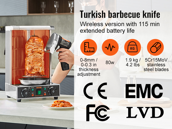 Sähköisen shawarma-veitsen yksityiskohta