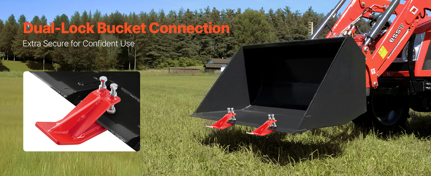 Kaksinkertainen lukitus kauhan reunassa