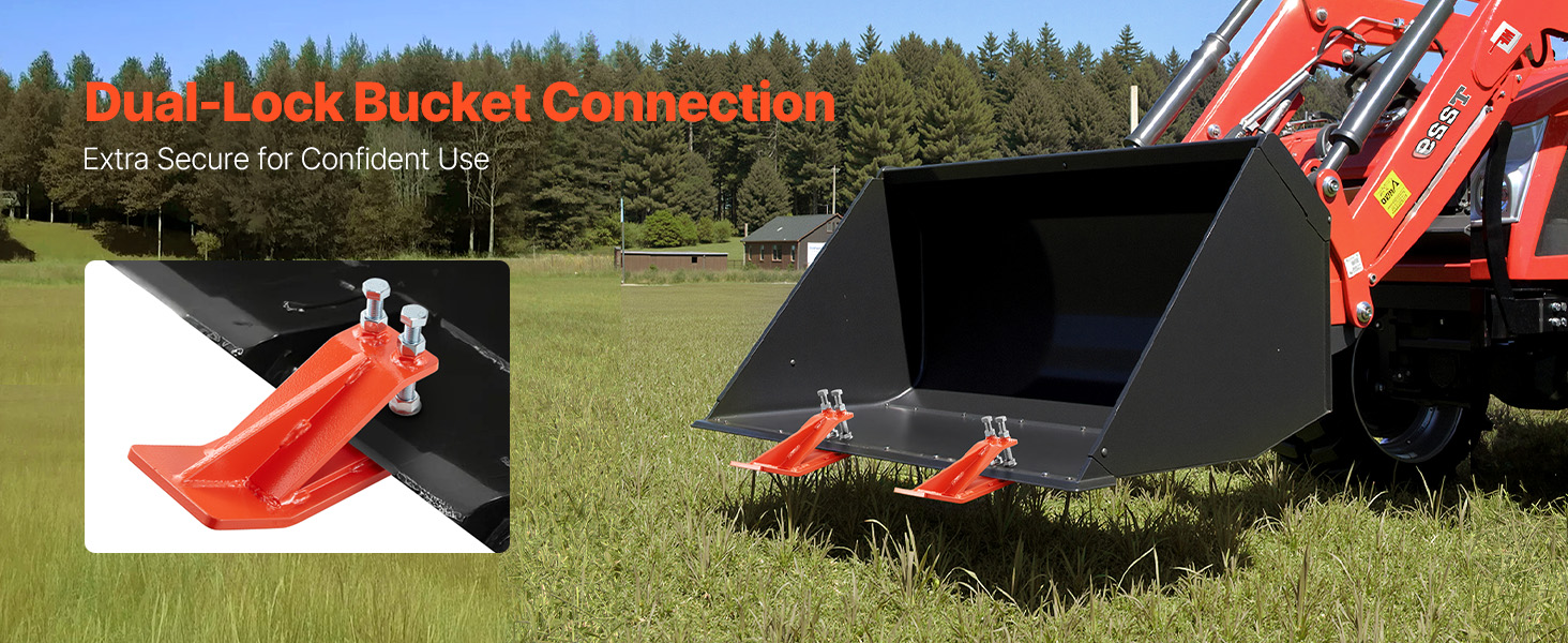 Kaksoislukitus traktorin kauhan reunasuojassa