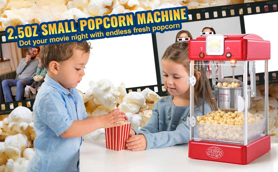 Popcorn-kone elokuvateatterin tunnelmalla