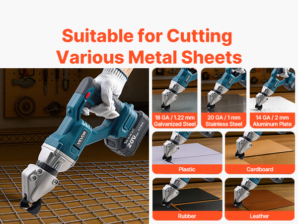 Leikkaa metallia, muovia ja pahvia