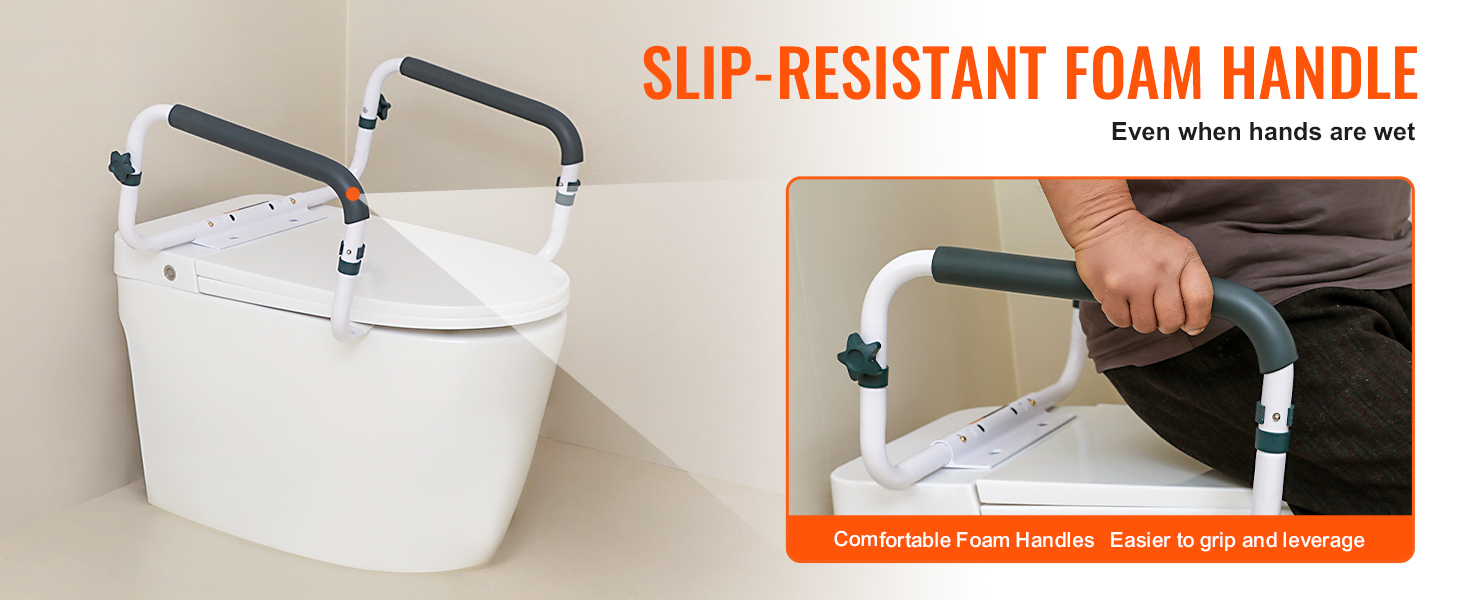 Pehmustetut käsinojat wc-turvakaiteessa