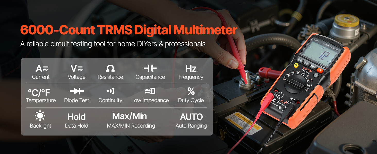Digitaalinen yleismittari etunäkymä
