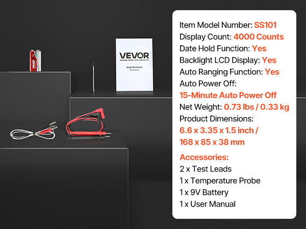 Yleismittarin koko ja mitat