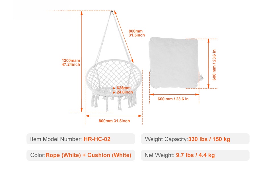 Riippuva keinutuoli, yksityiskohtainen näkymä