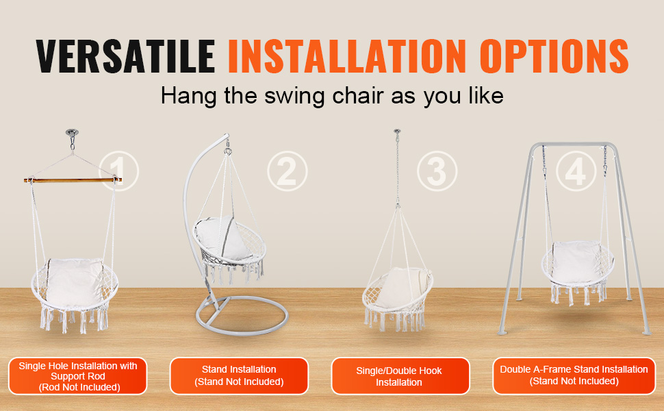 Makramee-keinutuolin yhteensopivuus eri telineiden kanssa