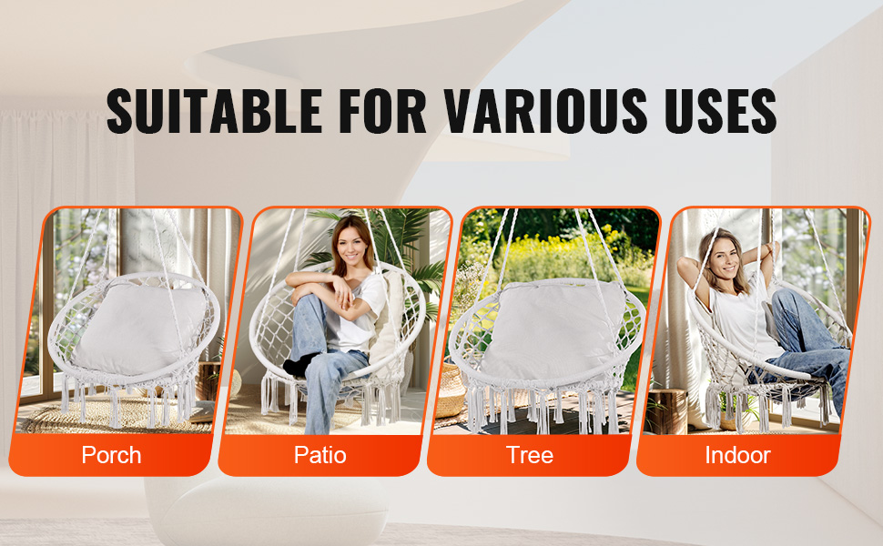 Boho-tyylinen keinutuoli puutarhassa tai pihalla