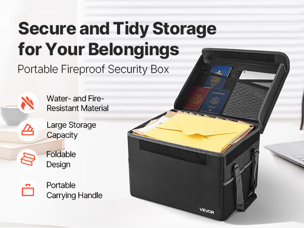 Paloturvallinen ja taitettava asiakirjalaatikko