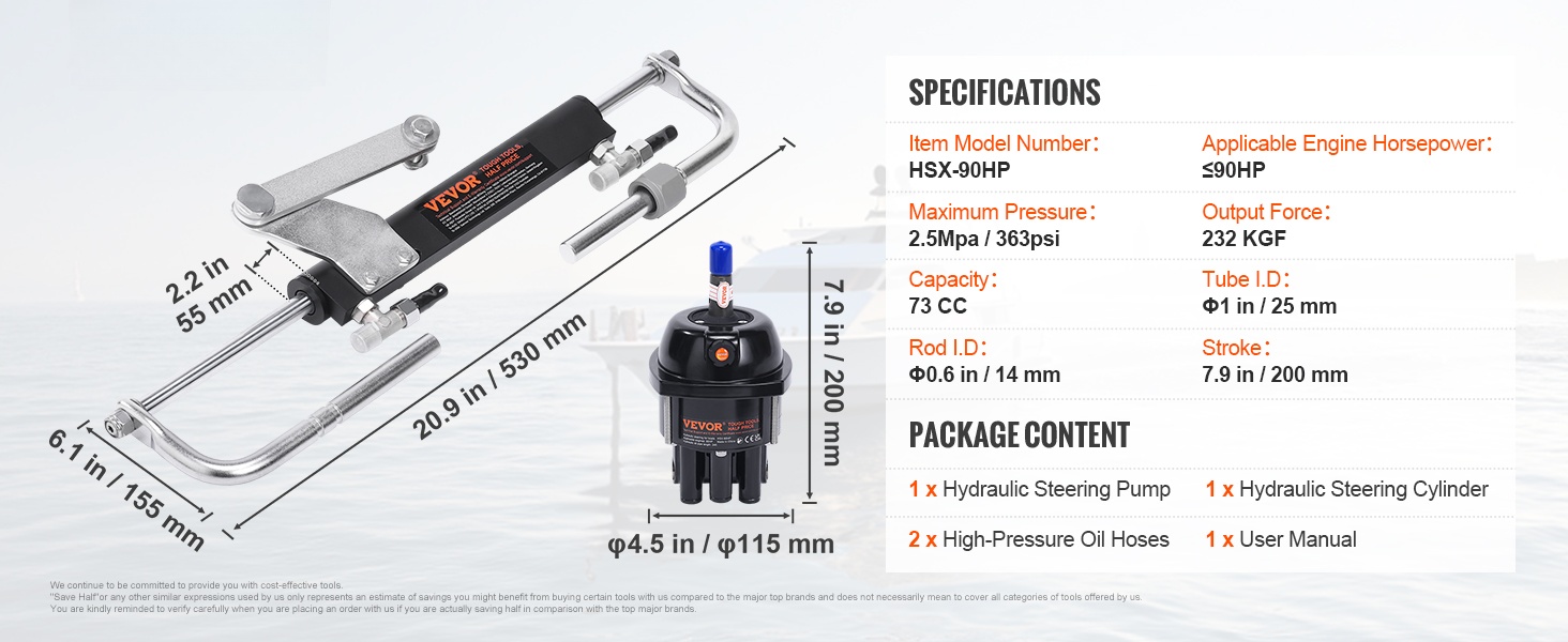 Hydraulisen ohjausjärjestelmän mitat ja rakenne