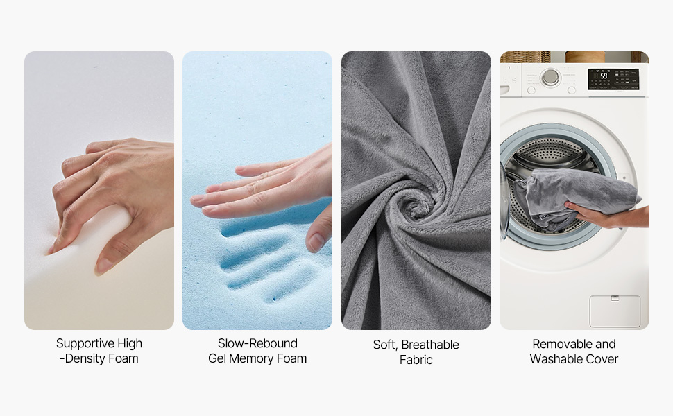 Korkeatiheyksinen vaahto ja pestävä päällinen