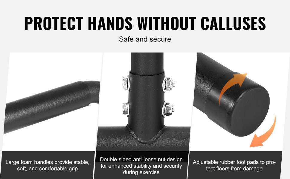 Ergonomiset pehmustetut kahvat ja kumijalat