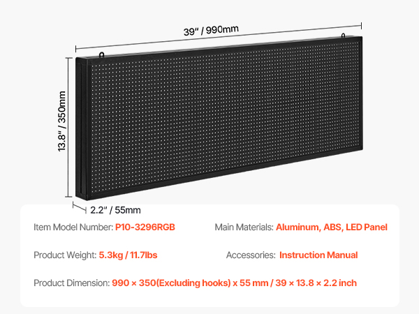 LED-mainostaulun koko ja mitat