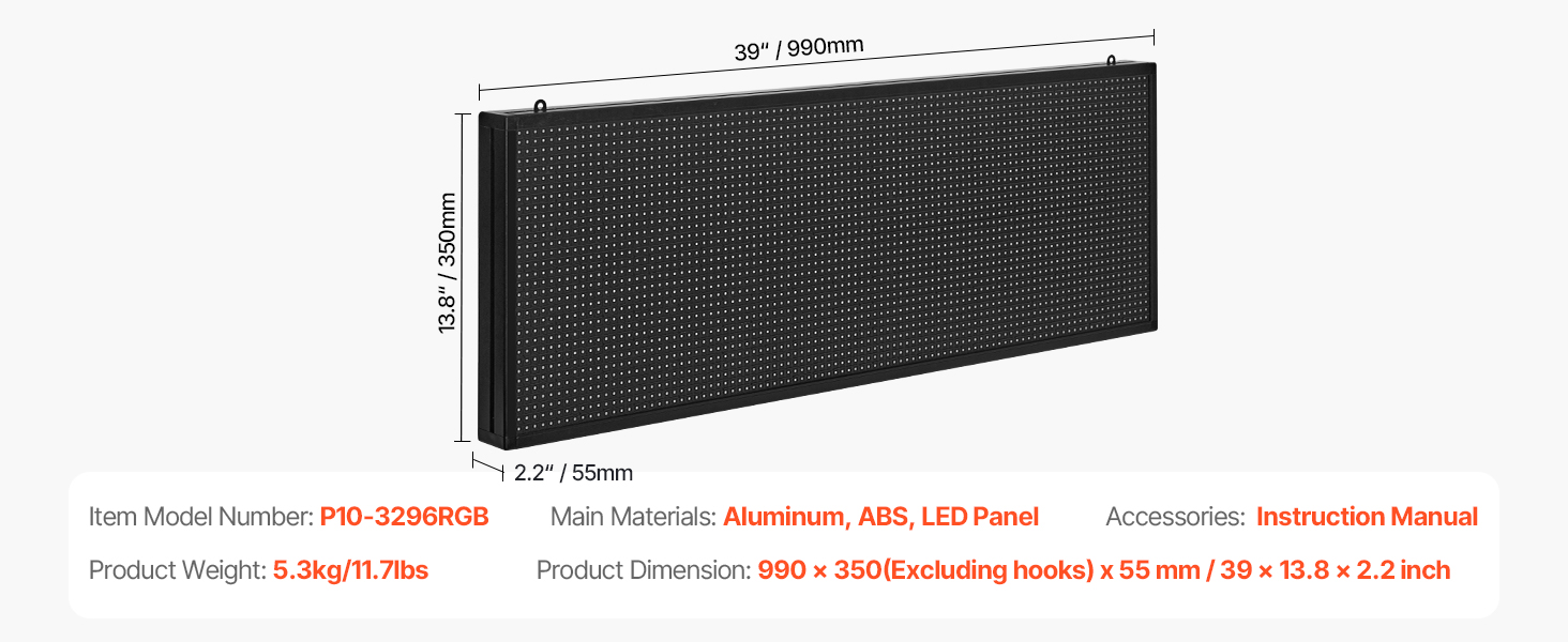 LED-mainostaulu mittasuhteet