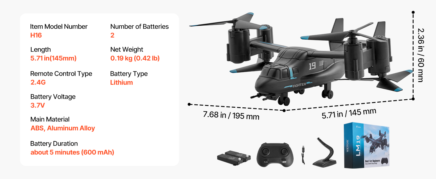 RC-helikopterin pakkaussisältö