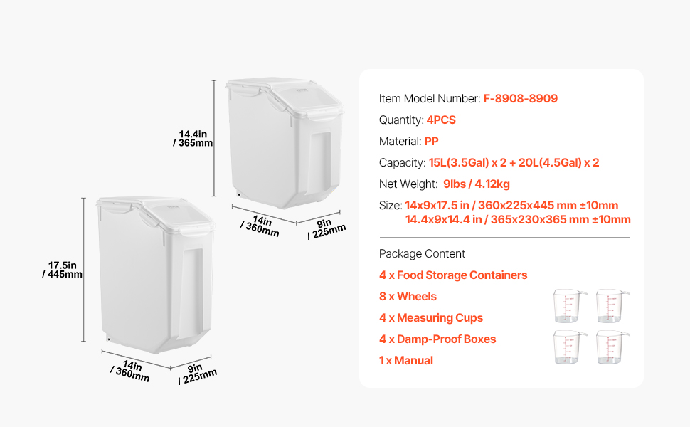Neljä erillistä säiliötä kuivatuotteille ja lemmikinruoalle