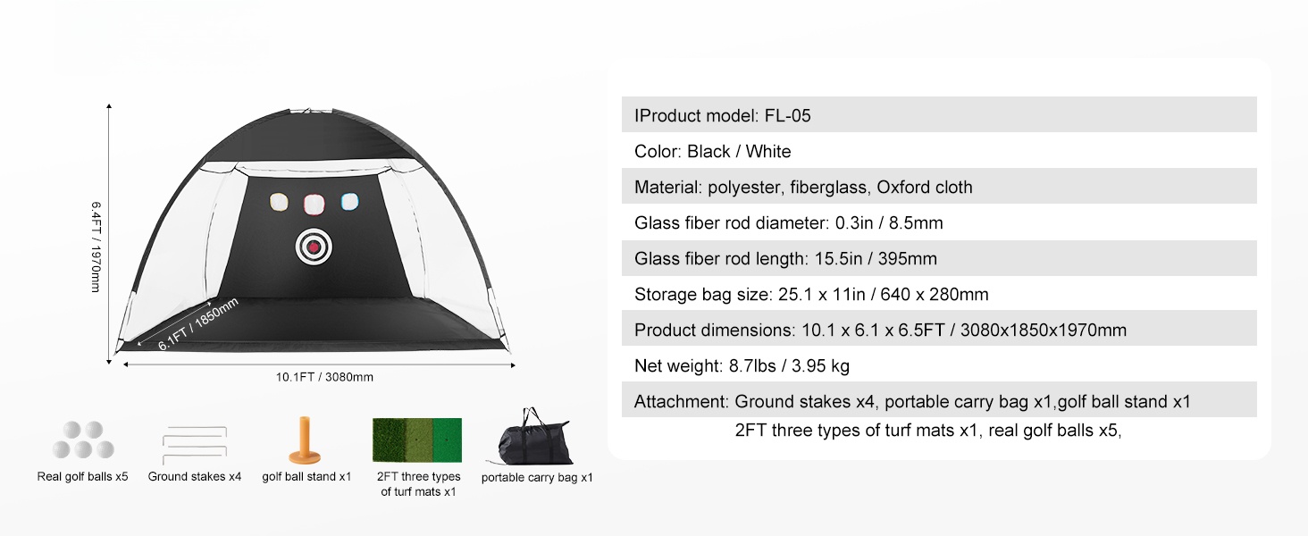 Golf-verkon mitat