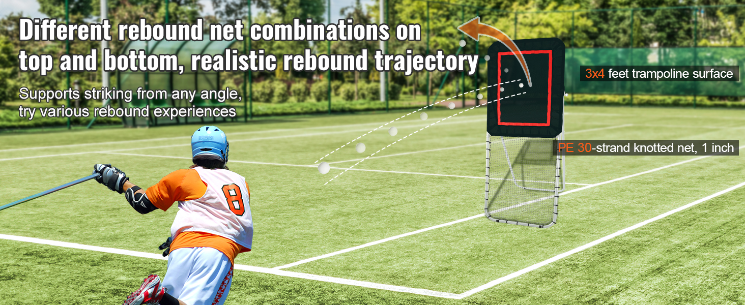 Rebounder kahdella verkkopinnalla