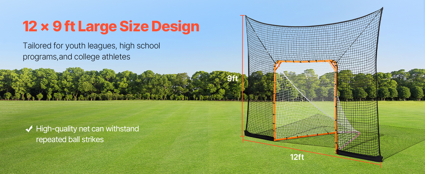 12x9 ft lacrosse-taustaverkon koko kentällä