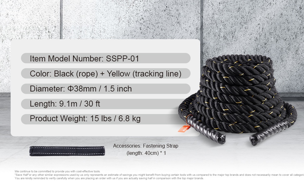 Battle rope -köyden yksityiskohtainen lähikuva