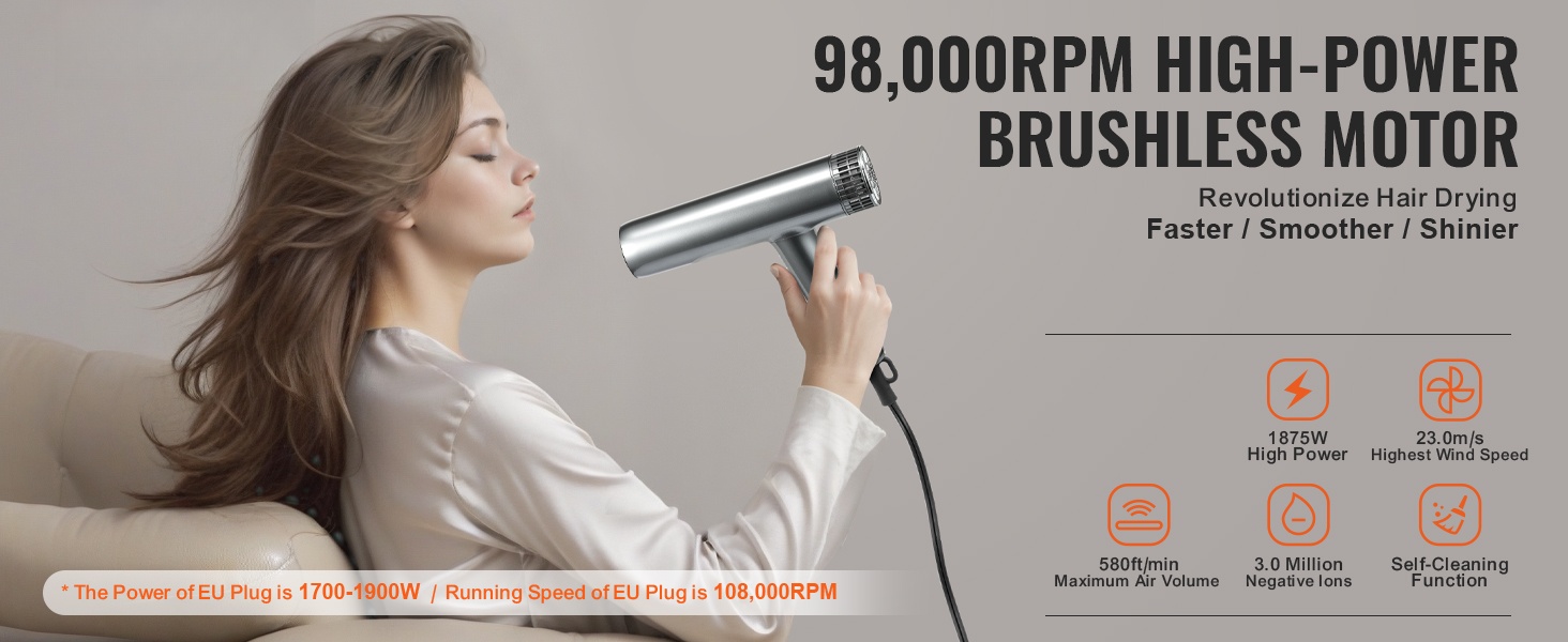 Hiustenkuivaaja 108000 kierros/min