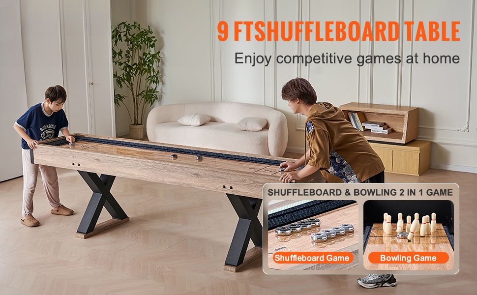 2-in-1 shuffleboard- ja keilapöytä