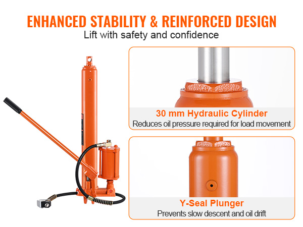 Hydraulinen pitkä tunkki, sylinteri ja mäntä