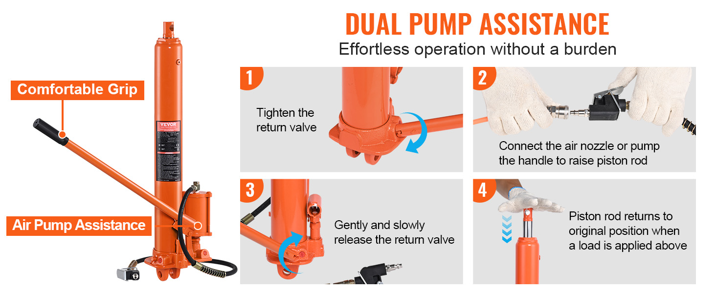 Hydraulinen pitkä tunkki, ilmapumpputoiminto