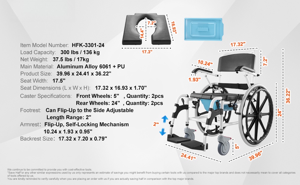 Suihkupyörätuolin mitat