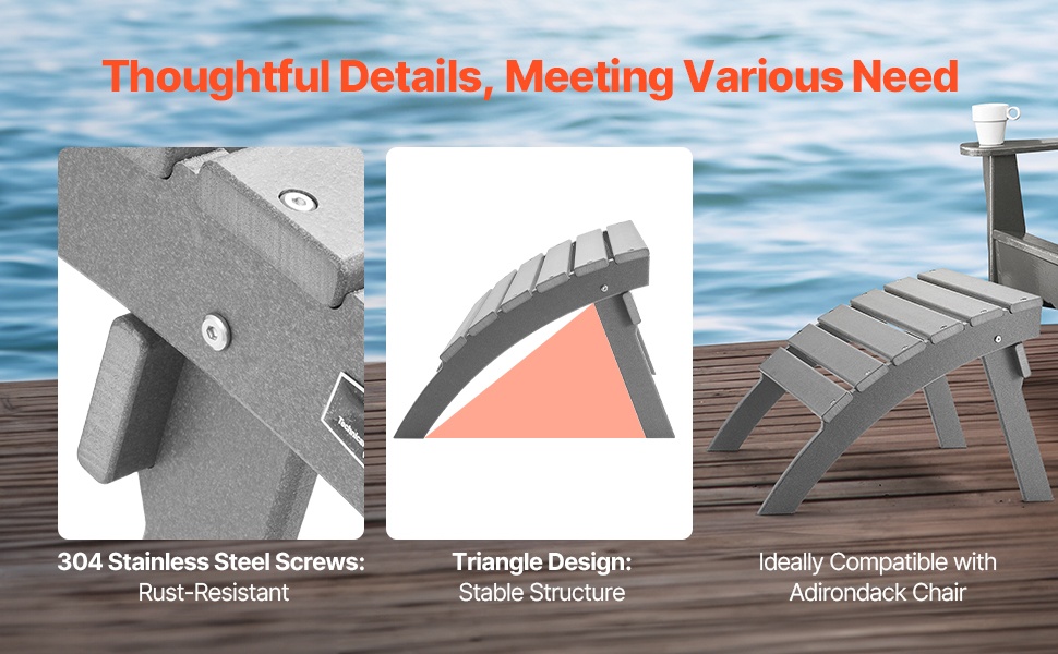 Vakaa kolmiomainen rakenne ja ruostumattomat ruuvit