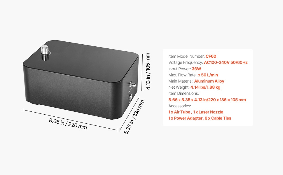 Air assist -pumppu mittakuva