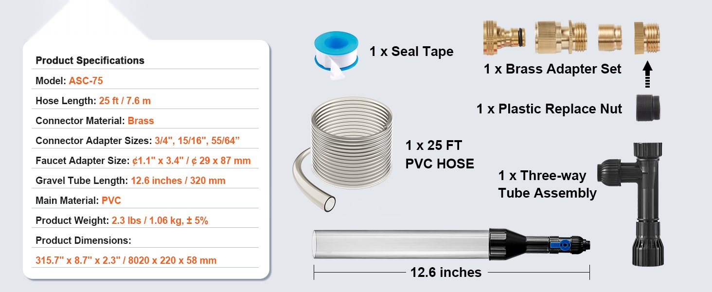 Akvaarion vedenvaihtajan osat