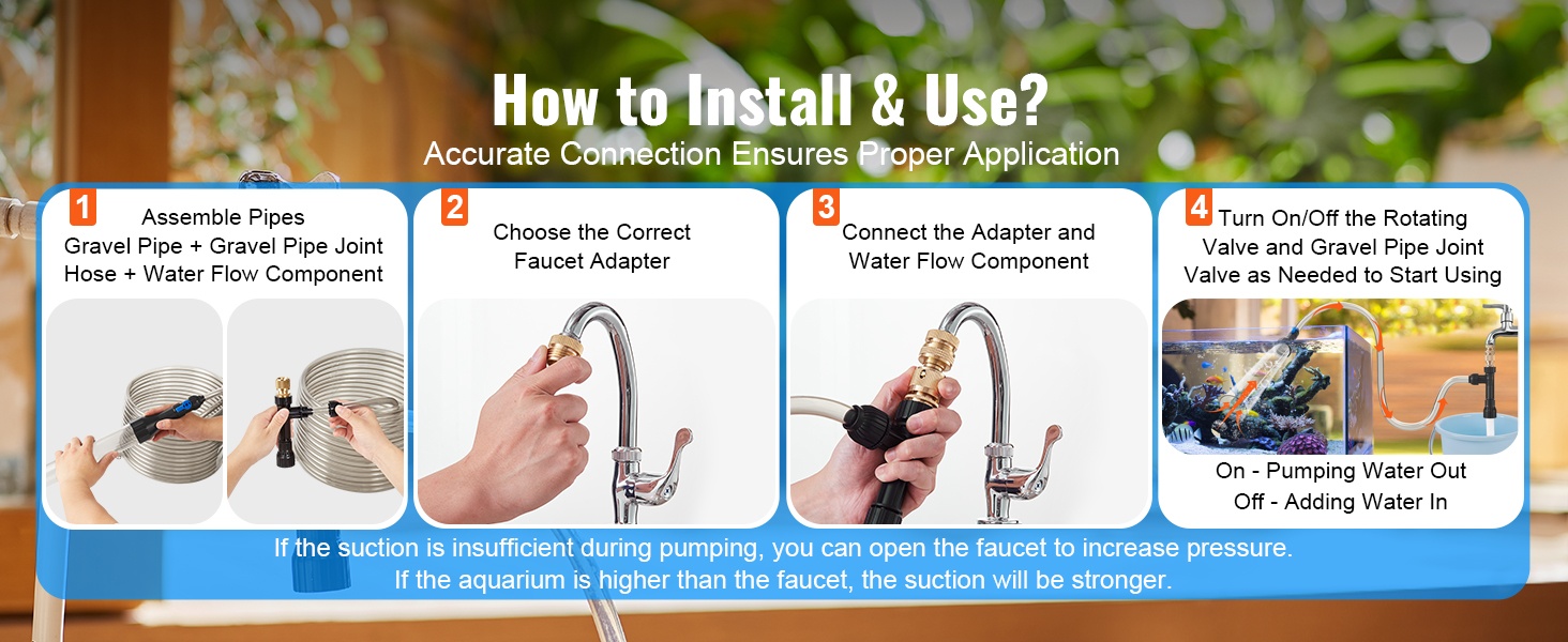 Akvaarion vedenvaihtajan asennusvaiheet