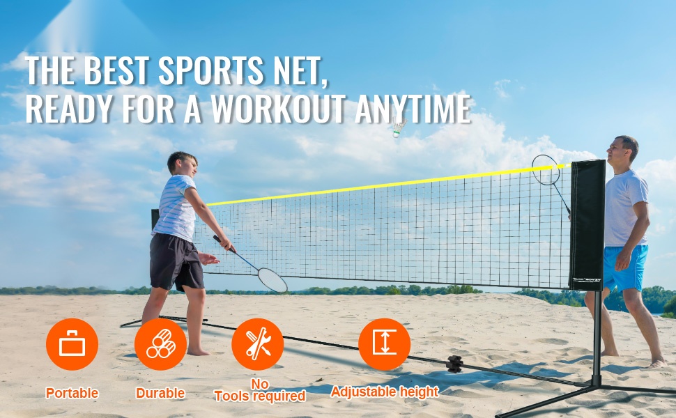 Monikäyttöinen kannettava sulkapallo- ja peliverkko