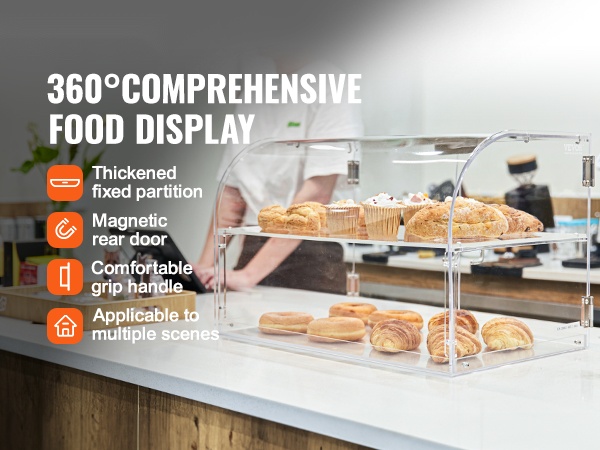 Läpinäkyvä akryylikaappi leivonnaisille