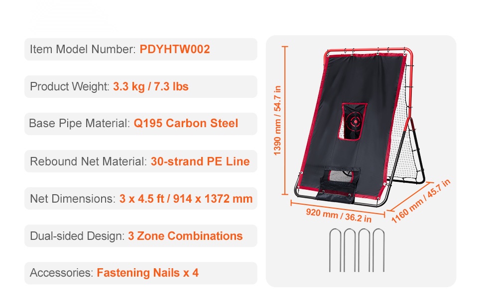 Käytännöllinen palautusverkko baseballiin ja softballiin