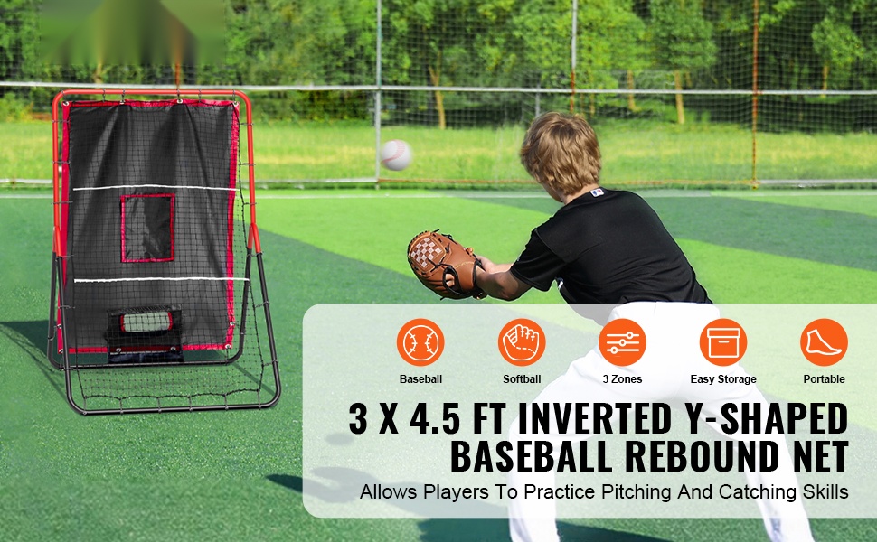 Baseball- ja softball-palautusverkko edestä